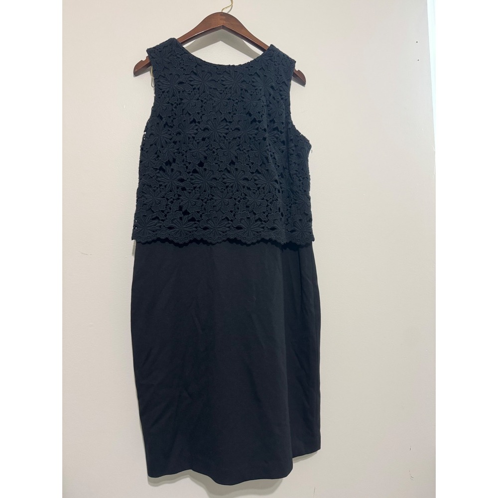 Talbots Petites Black Floral Lace Overlay Sheath Dress Sleeveless Size 16P NWOT